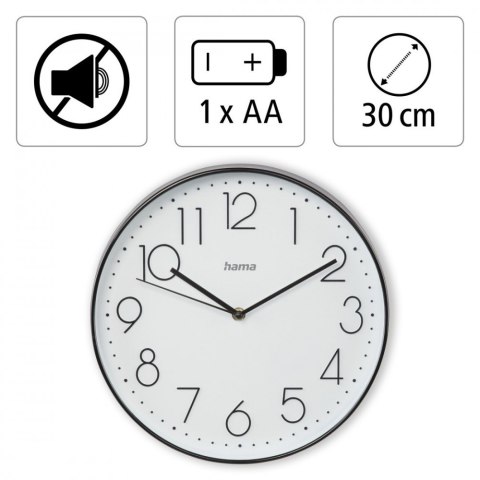 Zegar ścienny Elegance 30 cm Biało-czarny Zegar ścienny Elegance 30 cm Biało-czarny