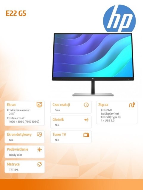 Monitor 21.5 cali E22 G5 FHD 6N4E8AA Monitor 21.5 cali E22 G5 FHD 6N4E8AA