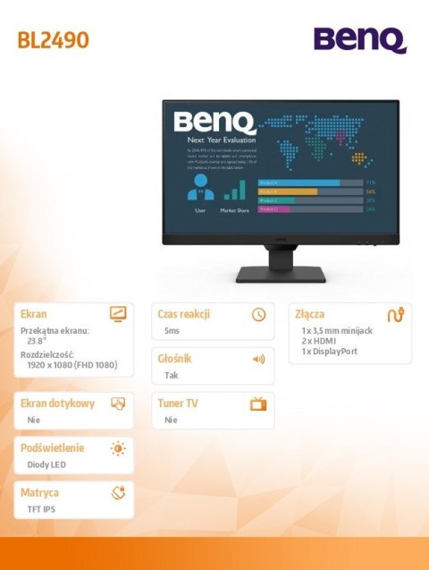 Monitor 23.8 cala BL2490 LED 4ms/1000:1/IPS/HDMI Monitor 23.8 cala BL2490 LED 4ms/1000:1/IPS/HDMI