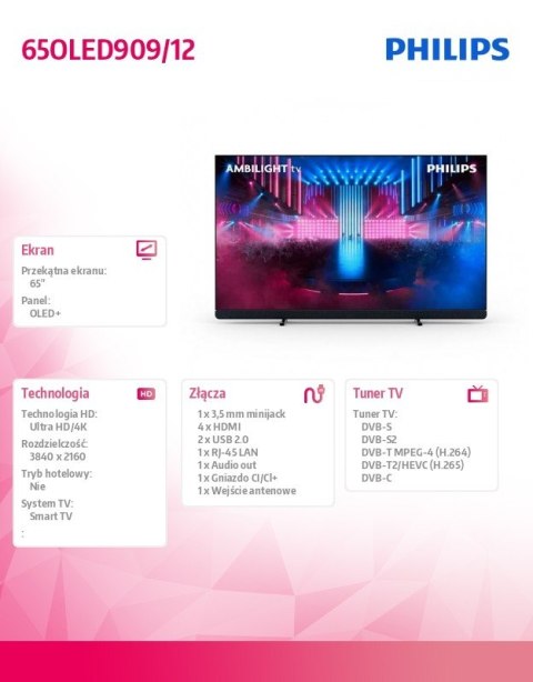 Telewizor 65 cali OLED 65OLED909/12 Telewizor 65 cali OLED 65OLED909/12