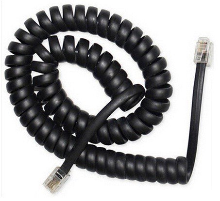 Kabel spiralny tel RJ10/4P4C/2m/Czarny Kabel spiralny tel RJ10/4P4C/2m/Czarny