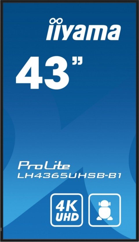 Monitor 43 cale LH4365UHSB-B1 24/7, IPS, ANDROID 11, 4K, 800cd, iiSignage2, SDM, 2x HDMI, DP, 2x USB,2x 10W, RJ45, WiFi, 4/32GB, Monitor 43 cale LH4365UHSB-B1 24/7, IPS, ANDROID 11, 4K, 800cd, iiSignage2, SDM, 2x HDMI, DP, 2x USB,2x 10W, RJ45, WiFi, 4/32GB,