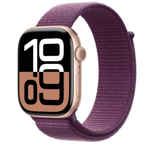 Watch Series 10 GPS + Cellular, koperta 46 mm z aluminium w kolorze różowego złota z opaską sportową w kolorze dojrzałej śliwki Watch Series 10 GPS + Cellular, koperta 46 mm z aluminium w kolorze różowego złota z opaską sportową w kolorze dojrzałej śliwki