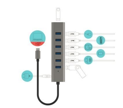Hub USB-C Charging Metal HUB 7 Port Hub USB-C Charging Metal HUB 7 Port