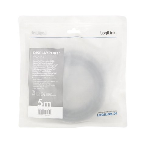 Kabel DisplayPort 4K/60 Hz,DP/M do DP/M,alu. 5m Kabel DisplayPort 4K/60 Hz,DP/M do DP/M,alu. 5m