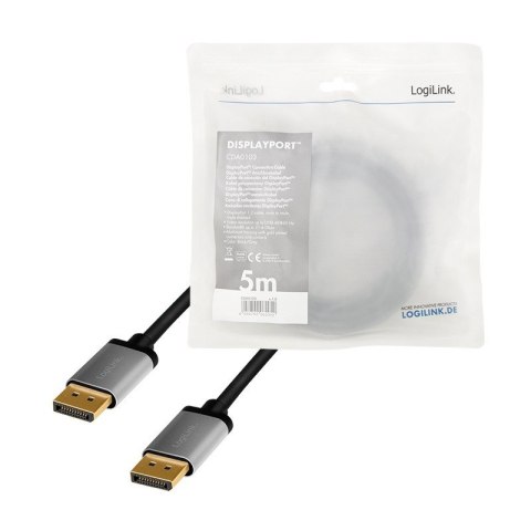 Kabel DisplayPort 4K/60 Hz,DP/M do DP/M,alu. 5m Kabel DisplayPort 4K/60 Hz,DP/M do DP/M,alu. 5m