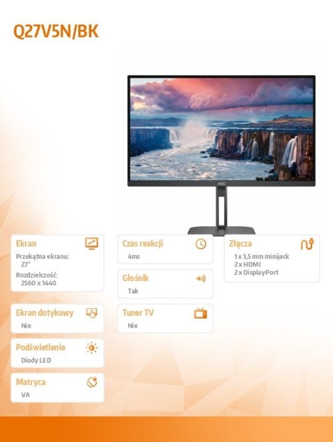 Monitor Q27V5N 27 cali VA HDMIx2 DPx2 Pivot Monitor Q27V5N 27 cali VA HDMIx2 DPx2 Pivot