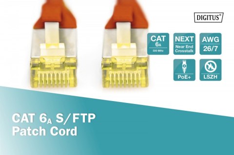 Patch cord S/FTP kat.6A LSOH 1m Czerwony Patch cord S/FTP kat.6A LSOH 1m Czerwony