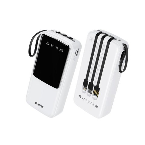 Powerbank 20000 mAh z wbudowanym kablem USB-C / Lightning / Micro USB + USB-A Biały Powerbank 20000 mAh z wbudowanym kablem USB-C / Lightning / Micro USB + USB-A Biały