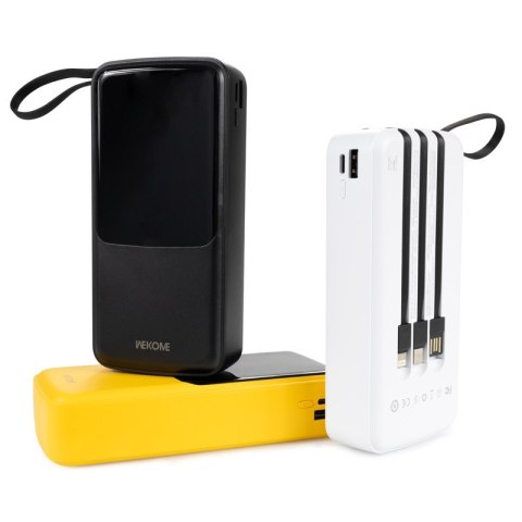 Powerbank 20000 mAh z wbudowanym kablem USB-C / Lightning / Micro USB + USB-A Biały Powerbank 20000 mAh z wbudowanym kablem USB-C / Lightning / Micro USB + USB-A Biały