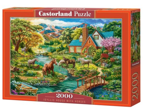 Puzzle 2000 elementów Wiejski domek z końmi Puzzle 2000 elementów Wiejski domek z końmi