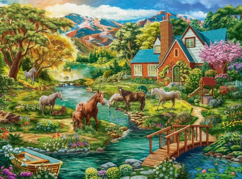 Puzzle 2000 elementów Wiejski domek z końmi Puzzle 2000 elementów Wiejski domek z końmi