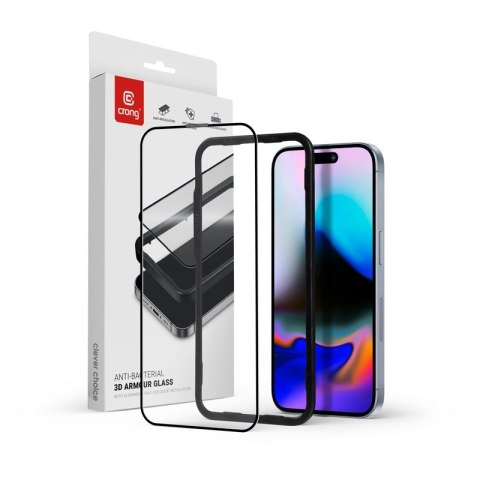 Szkło ochronne Anti-Bacterial 3D Armour Glass - hartowane 9H Full Glue do iPhone 16 Pro + ramka instalacyjna Szkło ochronne Anti-Bacterial 3D Armour Glass - hartowane 9H Full Glue do iPhone 16 Pro + ramka instalacyjna