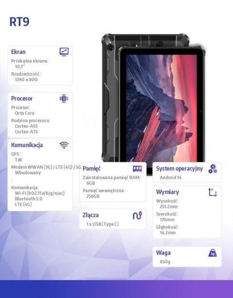 Tablet RT9 10.1" 6/256GB 11000 mAh czarny Tablet RT9 10.1" 6/256GB 11000 mAh czarny