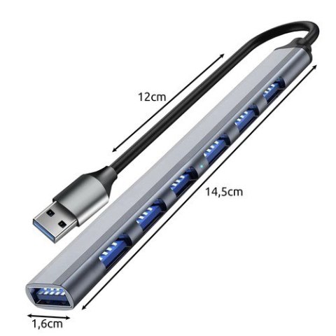 HUB USB- 1 port 3.2 + 6 portów 2.0 Izoxis 24374 Iso Trade