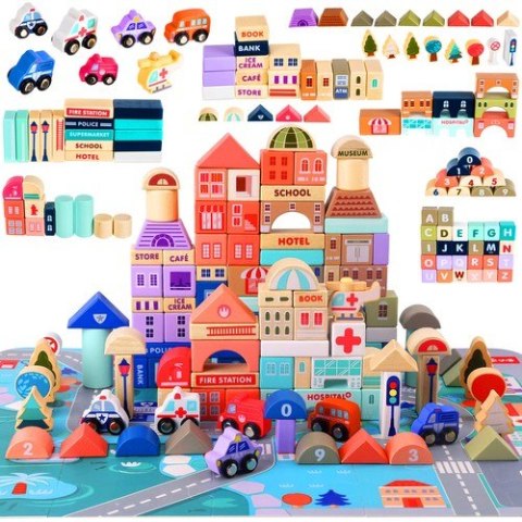 Klocki drewniane 115 szt- miasto 23519 Kruzzel Klocki drewniane 115 szt- miasto 23519 Kruzzel