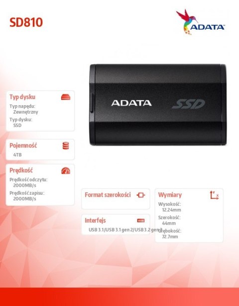 Dysk SSD External SD810 4TB USB3.2C 20Gb/s czarny Dysk SSD External SD810 4TB USB3.2C 20Gb/s czarny