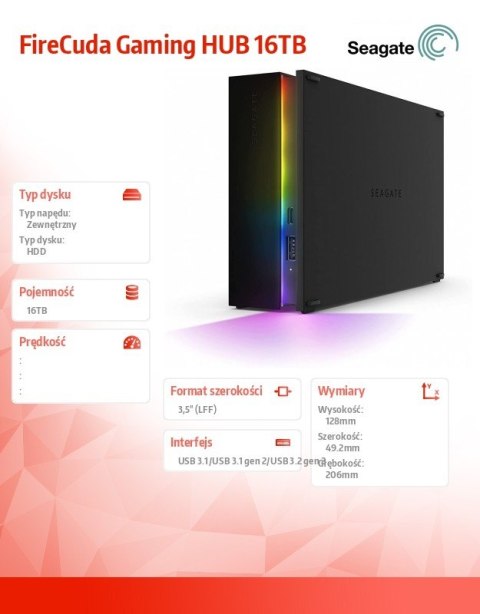 Dysk twardy FireCuda Gaming HUB 16TB 3,5 STKK16000400 Dysk twardy FireCuda Gaming HUB 16TB 3,5 STKK16000400