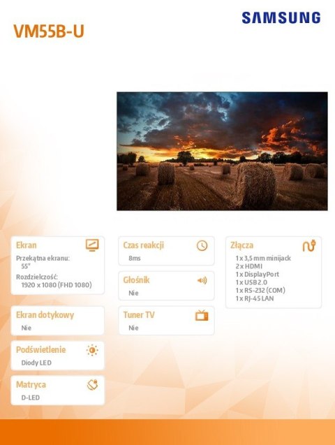 Monitor profesjonalny VM55B-U 55 cali Video Wall Matowy 24h/7 500(cd/m2) 1920 x 1080(FHD) N/A 3 lata On-Site (LH55VMBUBGBXEN) Monitor profesjonalny VM55B-U 55 cali Video Wall Matowy 24h/7 500(cd/m2) 1920 x 1080(FHD) N/A 3 lata On-Site (LH55VMBUBGBXEN)