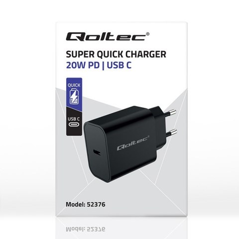 Ładowarka Super Quick PD | USB-C | 20W | 5-12V | 1.67-3A | Czarna Ładowarka Super Quick PD | USB-C | 20W | 5-12V | 1.67-3A | Czarna