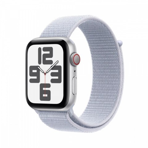 Watch SE GPS + Cellular, koperta 44 mm z aluminium w kolorze srebrnym z opaską sportową w kolorze błękitnego obłoku Watch SE GPS + Cellular, koperta 44 mm z aluminium w kolorze srebrnym z opaską sportową w kolorze błękitnego obłoku