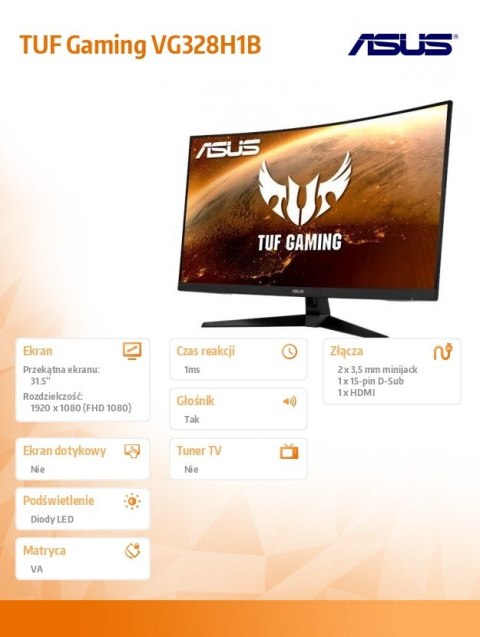 Monitor 31.5 cala VG328H1B 1500R 165Hz HDMI DSUB Głośnik Monitor 31.5 cala VG328H1B 1500R 165Hz HDMI DSUB Głośnik