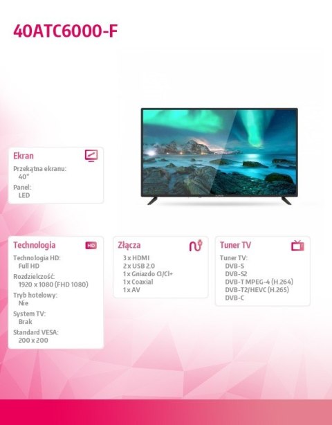 Telewizor LED 40 cali 40ATC6000-F Telewizor LED 40 cali 40ATC6000-F