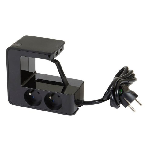Przedłużacz klip 4x2P+Z +2USB Czarny 1,5m Przedłużacz klip 4x2P+Z +2USB Czarny 1,5m