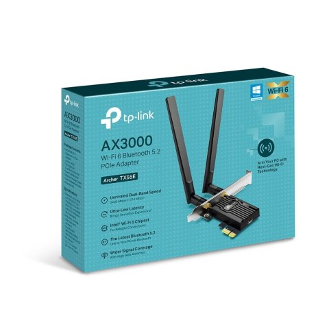Karta sieciowa Archer TX55E, WiFi 6, PCI-E AX3000 Karta sieciowa Archer TX55E, WiFi 6, PCI-E AX3000