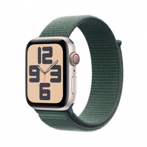 Watch SE GPS + Cellular, koperta 44 mm z aluminium w kolorze księżycowej poświaty z opaską sportową w kolorze górskiego jeziora Watch SE GPS + Cellular, koperta 44 mm z aluminium w kolorze księżycowej poświaty z opaską sportową w kolorze górskiego jeziora