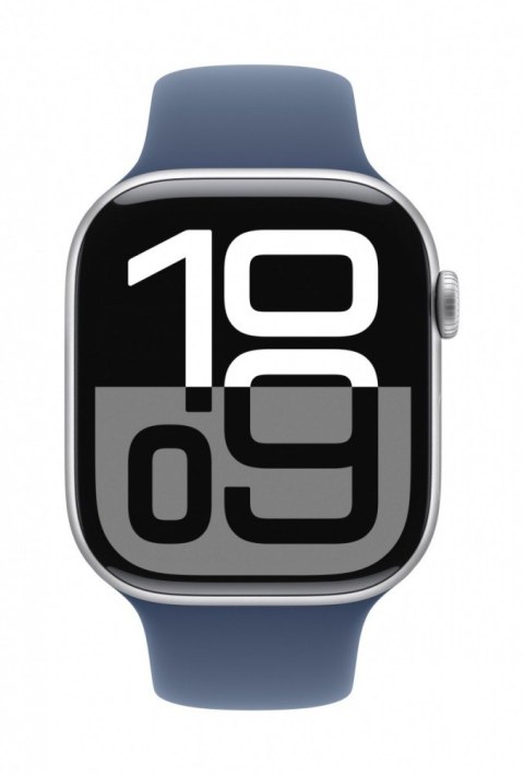 Watch Series 10 GPS, koperta 42 mm z aluminium w kolorze srebrnym z paskiem sportowym w kolorze denim - rozmiar S/M Watch Series 10 GPS, koperta 42 mm z aluminium w kolorze srebrnym z paskiem sportowym w kolorze denim - rozmiar S/M