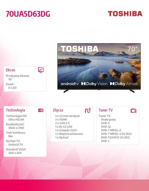 Telewizor LED 70 cali 70UA5D63DG Telewizor LED 70 cali 70UA5D63DG