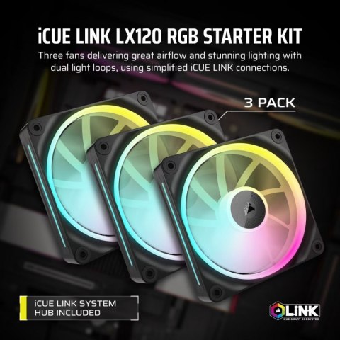Wentylator iCUE LINK LX120 RGB 120mm Triple Fan Kit Wentylator iCUE LINK LX120 RGB 120mm Triple Fan Kit