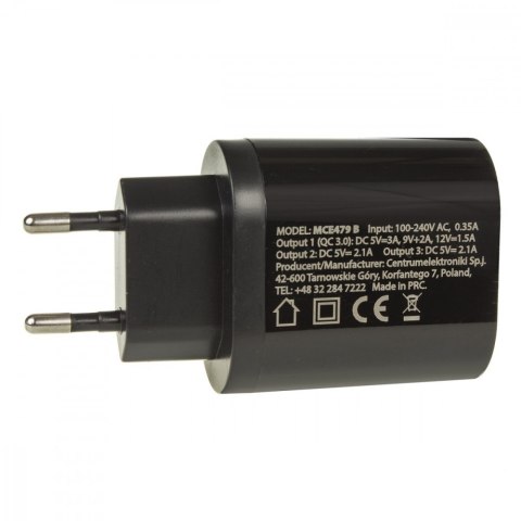 Ładowarka sieciowa QC 3xUSB MCE479B Ładowarka sieciowa QC 3xUSB MCE479B