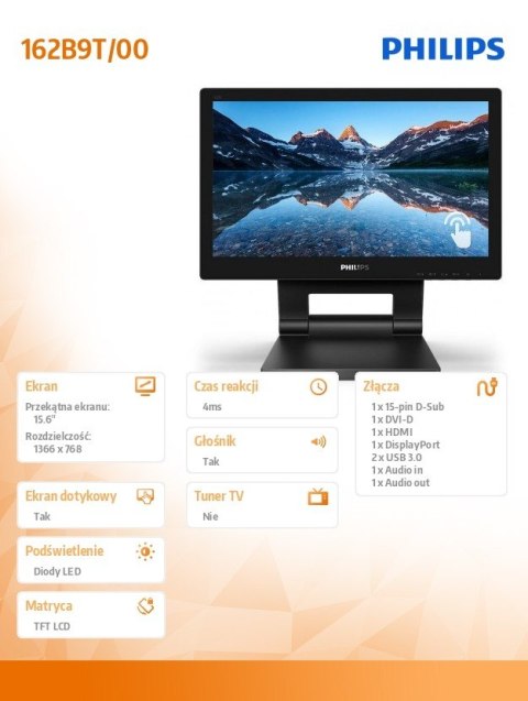 Monitor 162B9T 15.6 cali LED Touch DVI HDMI DP Monitor 162B9T 15.6 cali LED Touch DVI HDMI DP