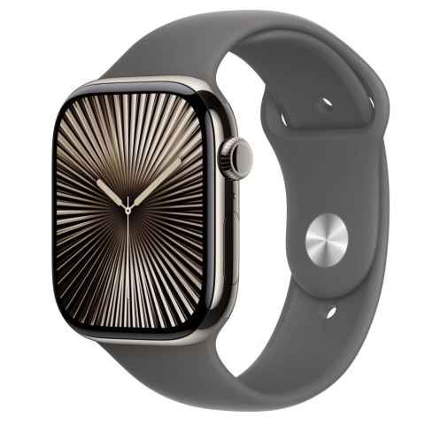Watch Series 10 GPS + Cellular, koperta 46 mm z tytanu w kolorze naturalnym z paskiem sportowy w kolorze górskiej szarości - roz Watch Series 10 GPS + Cellular, koperta 46 mm z tytanu w kolorze naturalnym z paskiem sportowy w kolorze górskiej szarości - roz