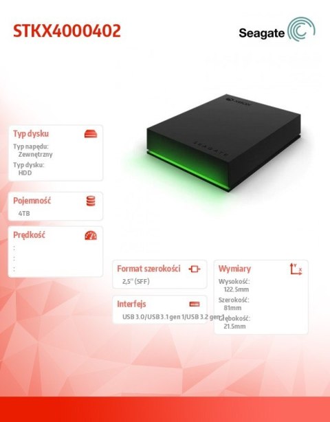 Dysk twardy Xbox Drive 4TB 2,5E STKX4000402 Dysk twardy Xbox Drive 4TB 2,5E STKX4000402