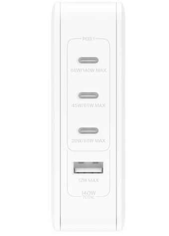 Ładowarka ścienna 140W 4-ports (3xC 1xA) UK, EU, US Plugs biała Ładowarka ścienna 140W 4-ports (3xC 1xA) UK, EU, US Plugs biała