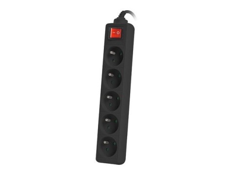 Listwa zasilająca 1,5m, czarna, 5 gniazd, z wyłącznikiem, kabel wykonany z pełnej miedzi Listwa zasilająca 1,5m, czarna, 5 gniazd, z wyłącznikiem, kabel wykonany z pełnej miedzi