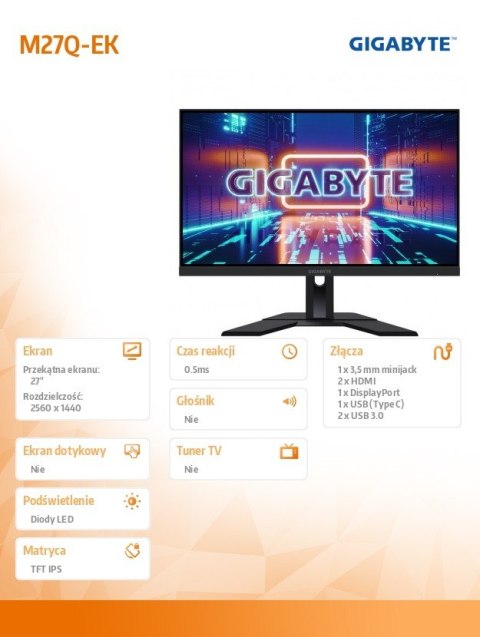 Monitor 27 cali M27Q 2 GAMING 0,5ms/1MLN:1/WQHD/HDMI Monitor 27 cali M27Q 2 GAMING 0,5ms/1MLN:1/WQHD/HDMI