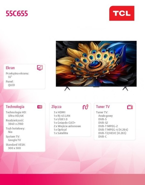 Telewizor QLED 55 cali 55C655