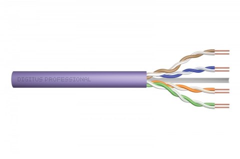 Kabel teleinformatyczny instalacyjny kat.6, U/UTP, Dca, drut, AWG 23/1, LSOH, 100m, fioletowy Kabel teleinformatyczny instalacyjny kat.6, U/UTP, Dca, drut, AWG 23/1, LSOH, 100m, fioletowy