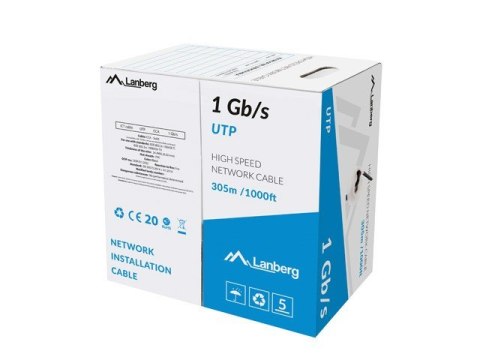 Kabel LAN UTP 1GB/S 305M drut CCA czarny Kabel LAN UTP 1GB/S 305M drut CCA czarny