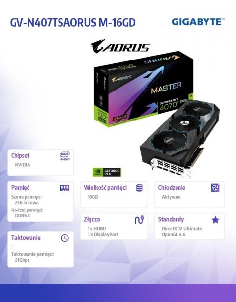 Karta graficzna RTX 4070 Ti SUPER MASTER 16G GDDR6X 256bit 3DP Karta graficzna RTX 4070 Ti SUPER MASTER 16G GDDR6X 256bit 3DP