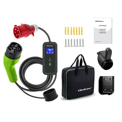 Mobilna ładowarka do samochodu elektrycznego EV z regulacją 2w1 Typ2 | 11kW | CEE 5 PIN | LCD | 3 fazy | Przenona | Wallbox | 5