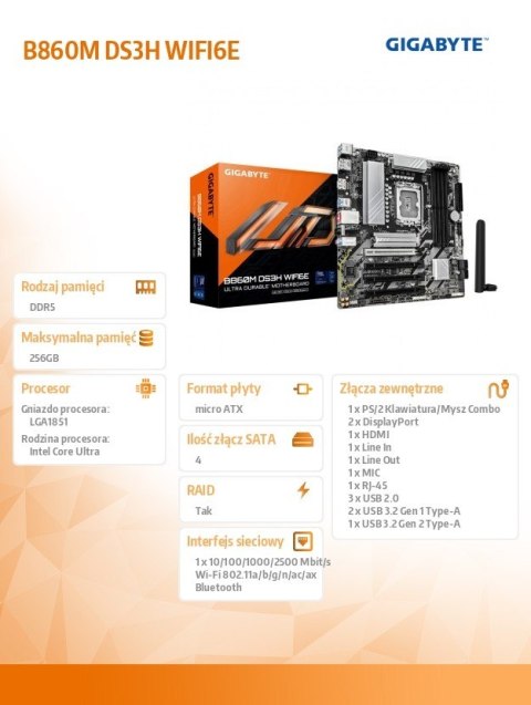Płyta główna B860M DS3H WIFI6E Płyta główna B860M DS3H WIFI6E