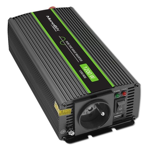Przetwornica napięcia Monolith | 600W | 1200W | 12V na 230V | Czysty Sinus Przetwornica napięcia Monolith | 600W | 1200W | 12V na 230V | Czysty Sinus