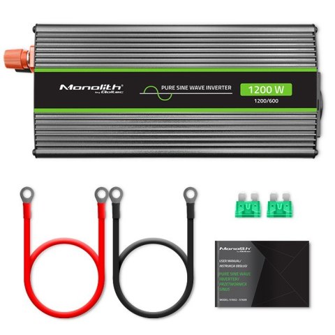 Przetwornica napięcia Monolith | 600W | 1200W | 12V na 230V | Czysty Sinus Przetwornica napięcia Monolith | 600W | 1200W | 12V na 230V | Czysty Sinus