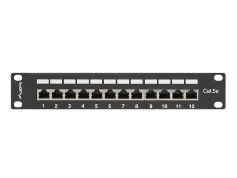 Patch Panel 12 Port 1U 10 cali kat.5e ekranowany czarny Patch Panel 12 Port 1U 10 cali kat.5e ekranowany czarny