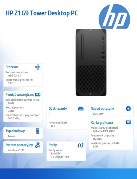 Komputer Z1 TWR G9 i7-14700 1TB/32GB/W11P 8T1L1EA Komputer Z1 TWR G9 i7-14700 1TB/32GB/W11P 8T1L1EA